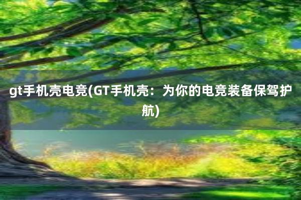 gt手机壳电竞(GT手机壳：为你的电竞装备保驾护航)