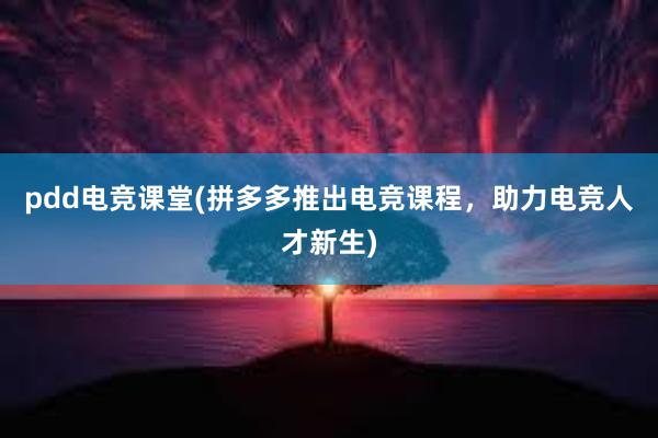 pdd电竞课堂(拼多多推出电竞课程，助力电竞人才新生)