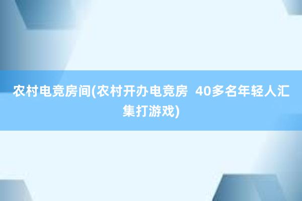 农村电竞房间(农村开办电竞房  40多名年轻人汇集打游戏)