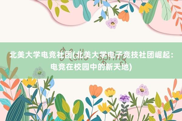 北美大学电竞社团(北美大学电子竞技社团崛起：电竞在校园中的新天地)