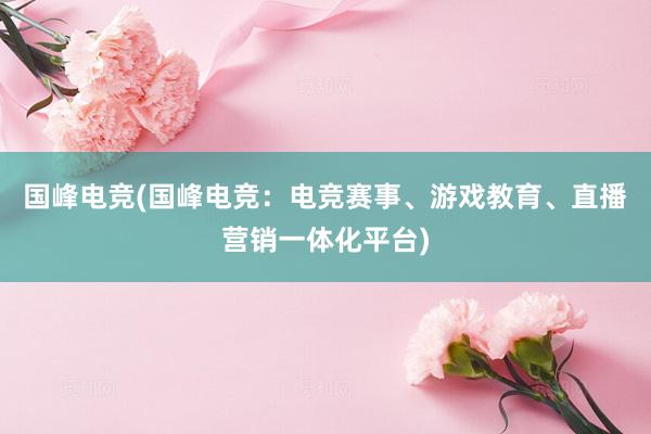 国峰电竞(国峰电竞：电竞赛事、游戏教育、直播营销一体化平台)