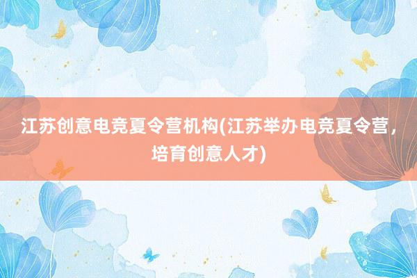 江苏创意电竞夏令营机构(江苏举办电竞夏令营，培育创意人才)