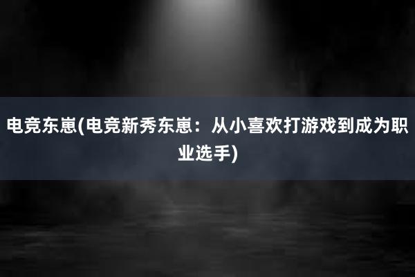 电竞东崽(电竞新秀东崽：从小喜欢打游戏到成为职业选手)