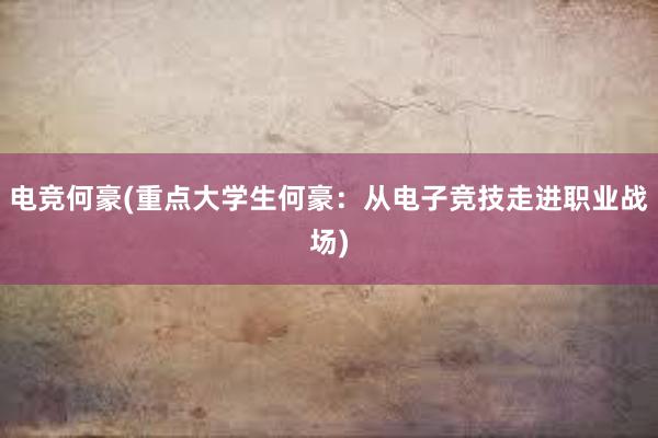 电竞何豪(重点大学生何豪：从电子竞技走进职业战场)