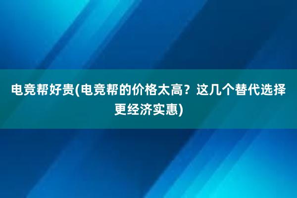 电竞帮好贵(电竞帮的价格太高？这几个替代选择更经济实惠)