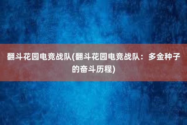 翻斗花园电竞战队(翻斗花园电竞战队：多金种子的奋斗历程)