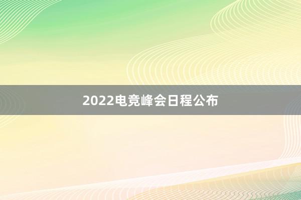 2022电竞峰会日程公布