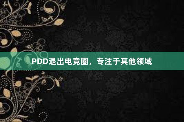 PDD退出电竞圈，专注于其他领域