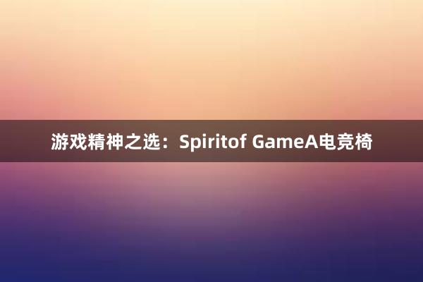 游戏精神之选：Spiritof GameA电竞椅