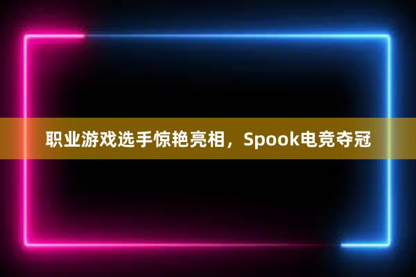 职业游戏选手惊艳亮相，Spook电竞夺冠