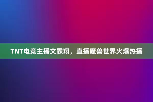 TNT电竞主播文霖翔，直播魔兽世界火爆热播