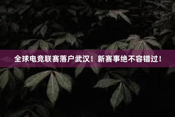 全球电竞联赛落户武汉！新赛事绝不容错过！