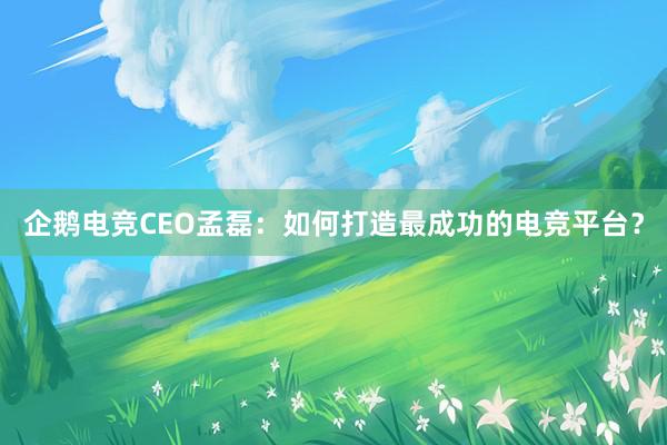 企鹅电竞CEO孟磊：如何打造最成功的电竞平台？