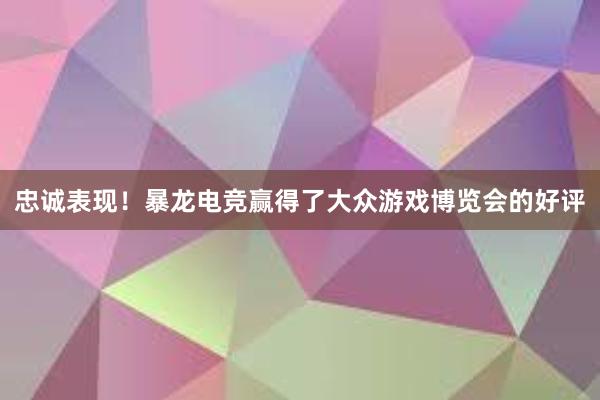 忠诚表现！暴龙电竞赢得了大众游戏博览会的好评