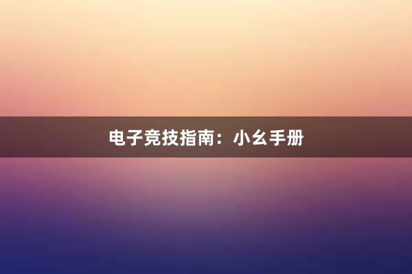 电子竞技指南：小幺手册