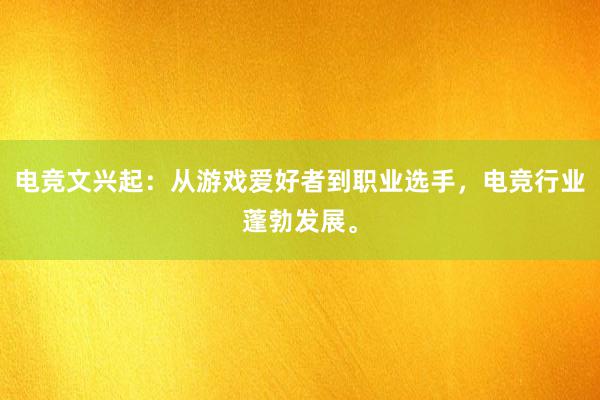 电竞文兴起：从游戏爱好者到职业选手，电竞行业蓬勃发展。