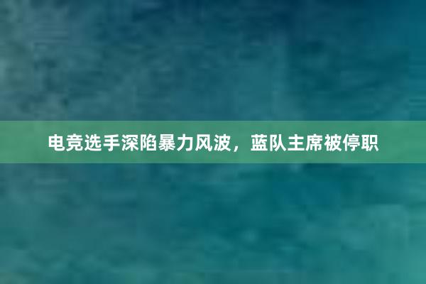 电竞选手深陷暴力风波，蓝队主席被停职